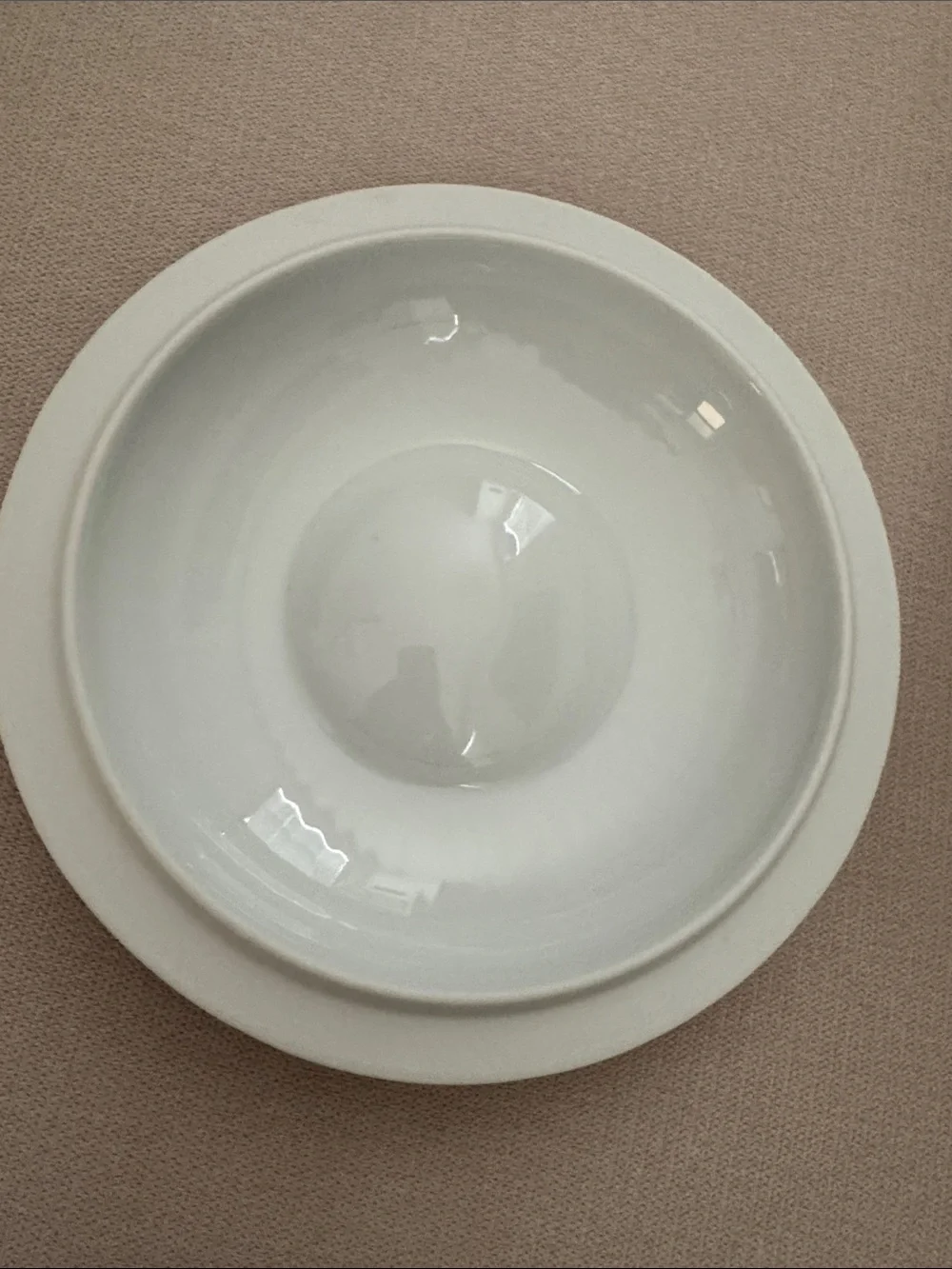 BIA Blanc De Table Casserole Dish With Lid Round White Blue Ribbed 8.5”x 4.5”
